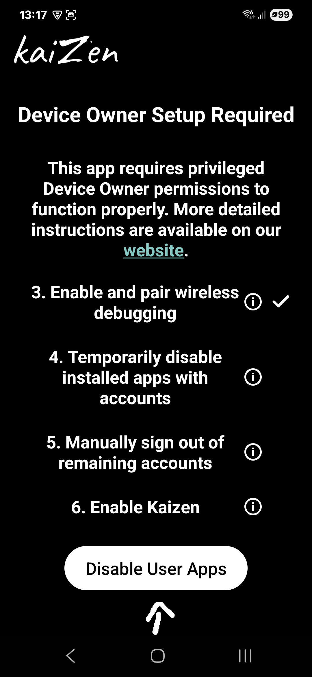 Setup Disable User Apps